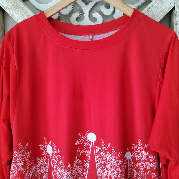 Women's Long Sleeve Layered Christmas Santa Clause Gnome Tunic Top T-Shirt Red - Picture 7 of 9